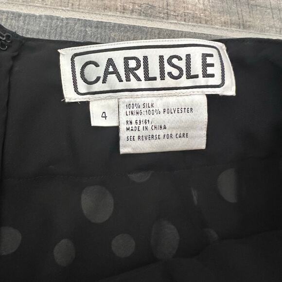 Vintage Carlisle 100% Silk Polka Dot Wide Leg Pants with Belt Black White Size 4 - Picture 9 of 14